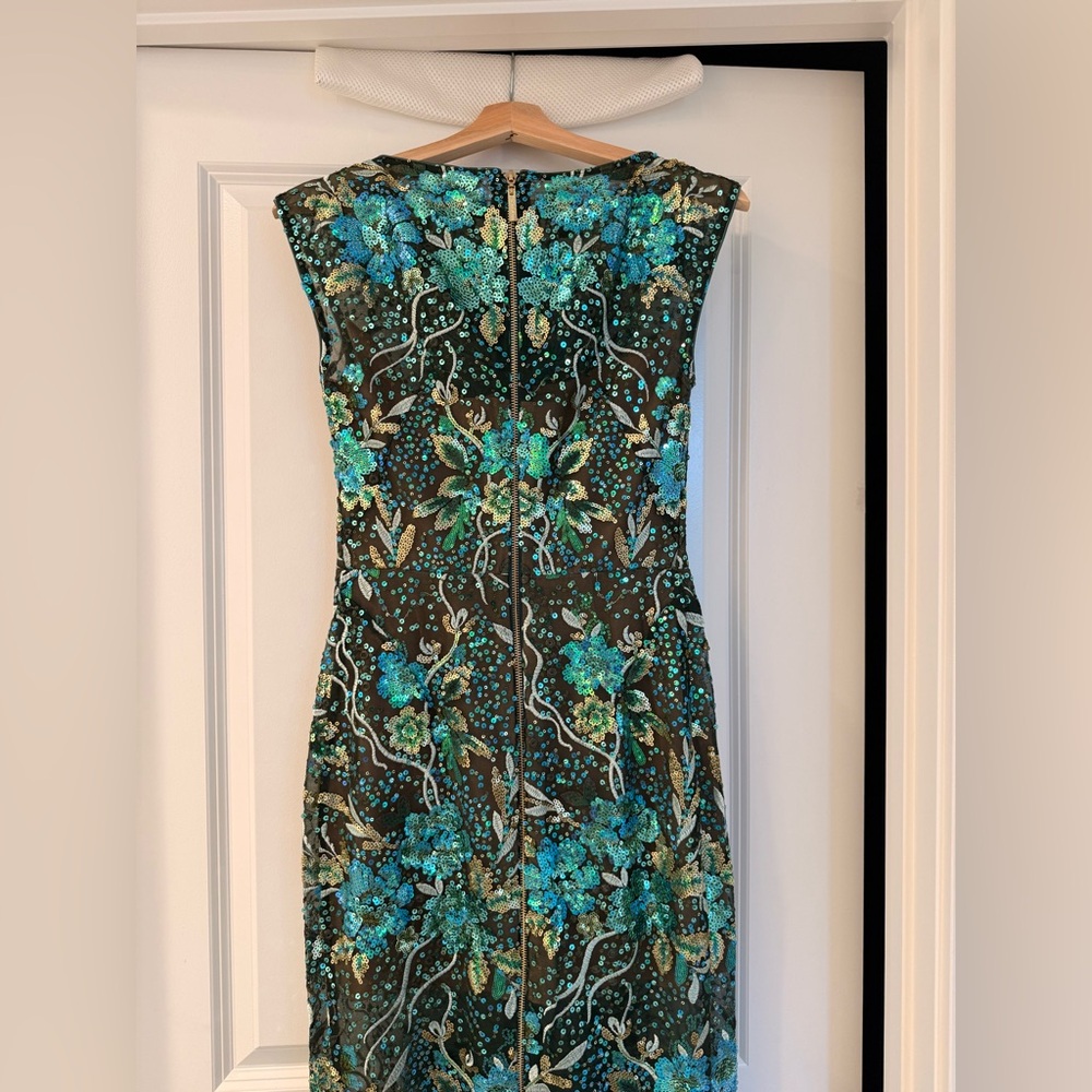 NWOT BRONX AND BANCO Violet Teal Maxi Dress , Elegant Floral Evening Gown - Picture 10 of 14